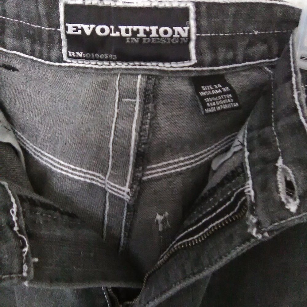 Evolution In Design Men's Jeans Color Black Size 34 - Picture 6 of 9